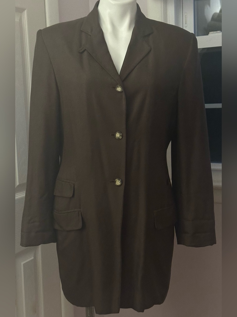 PORTARA BY MONDI Brown Double Pockets Tailored 3 Button BlazerJacket Sz 7/8 38.